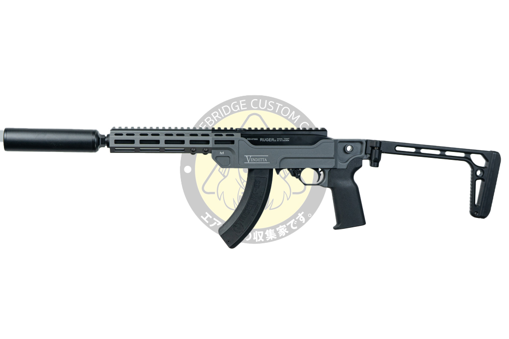SEAL Airsoft : KC02 Ruger 10/22 VENDETTA Style Folding Stock GBB Airsoft W/ Suppressor (Grey)